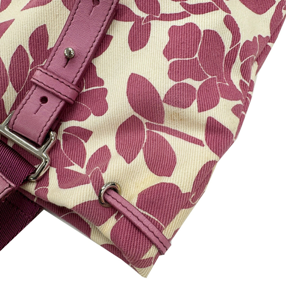 YVES SAINT LAURENT Kahala Tote Bag Canvas Leather Pink Floral Flower YSL Daily - Picture 7 of 9